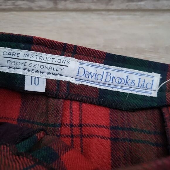 David Brooks Ltd vintage Christmas plaid wool skirt size 4 - Picture 2 of 9